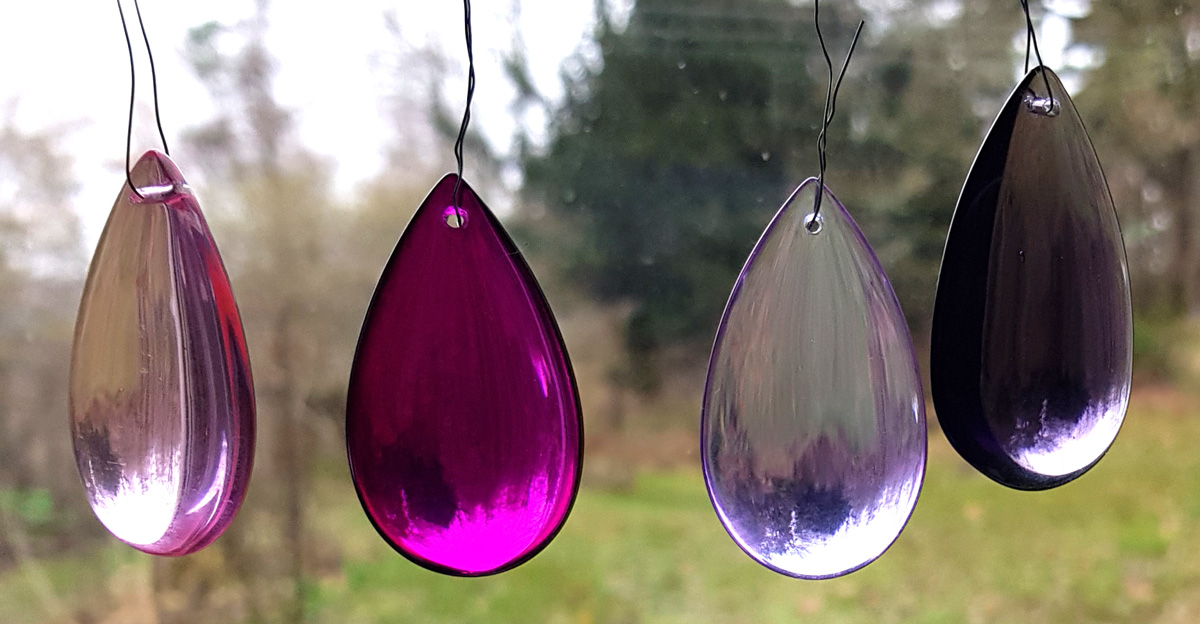 Glasdroppe 50 mm mörk purpur lila köp hos Plantanica webbutik